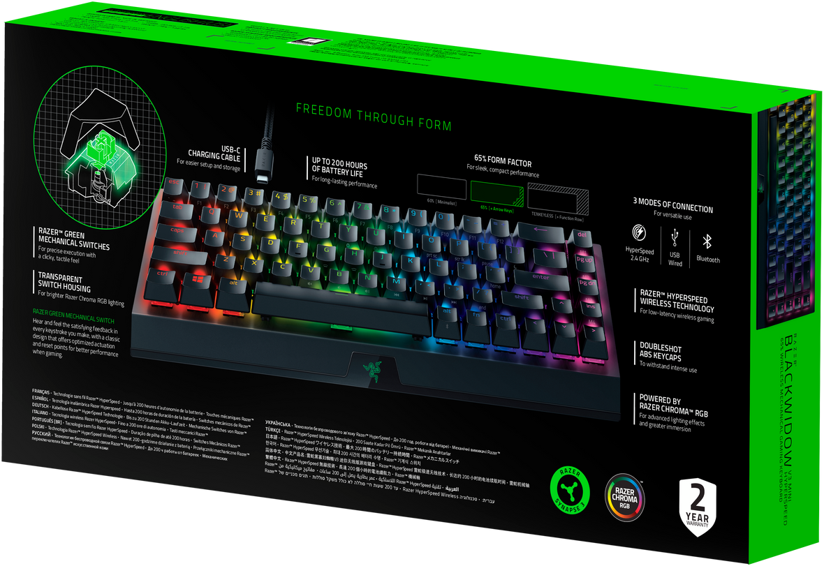 Игровая клавиатура Razer BlackWidow V3 Mini HyperSpeed (Green Switch) - Russian Layout Razer BlackWidow V3 Mini